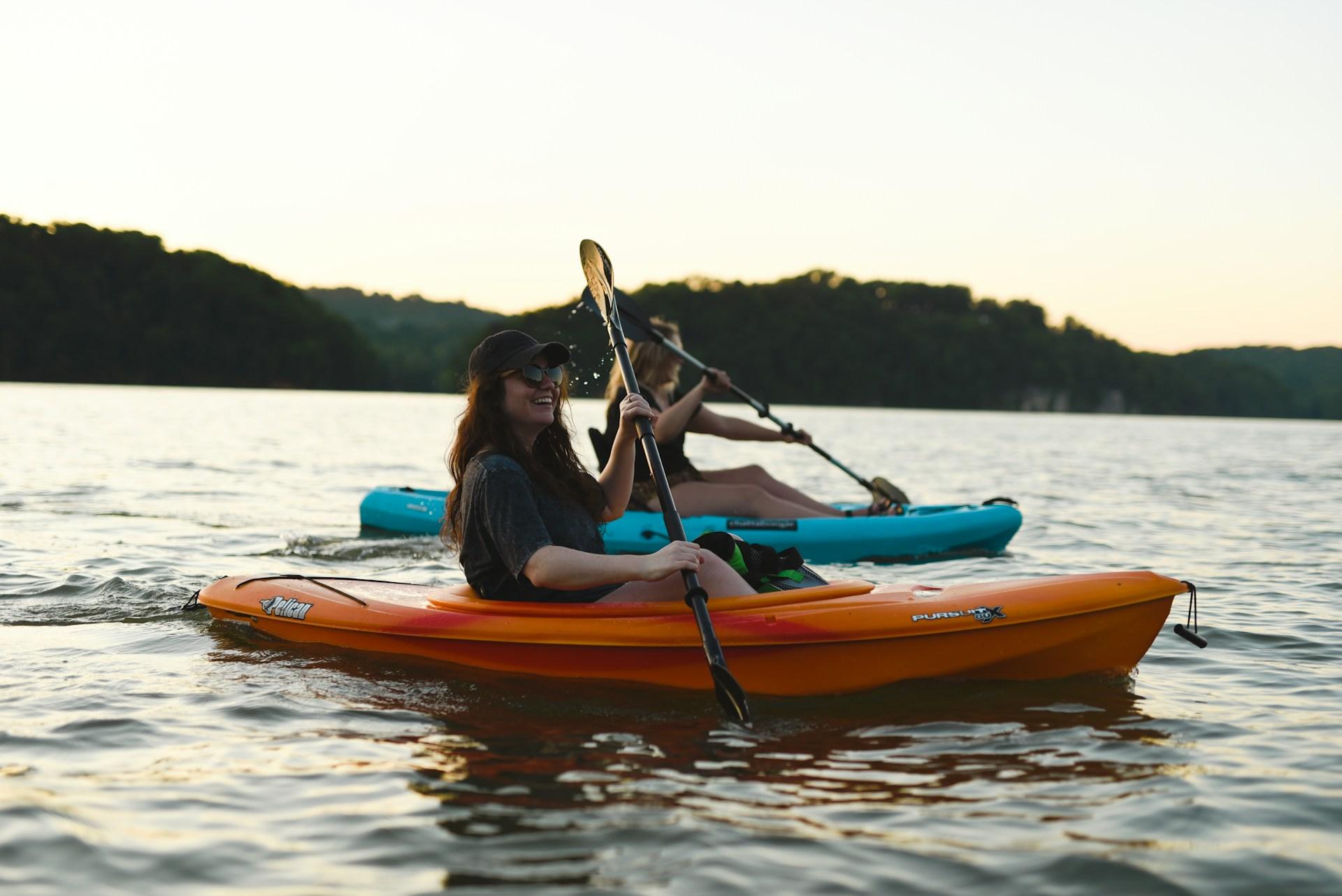 A kayak on a calm coastal marsh near Bethany Beach